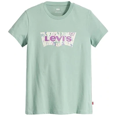 Abbildung von Levi&#039;s Damen The Perfect Tee T Shirt,Watercolor Logo Granite Green,XXS