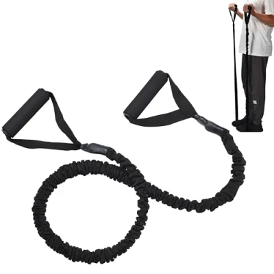 Abbildung von PowrX widerstandsbänder krafttraining 27kg widerstandsfähiges Elastikband mit dicken Nylongriffen vielseitiges Ganzkörpertraining für Klettern, Klimmzüge Resistance Bands 100 cm Schwarz