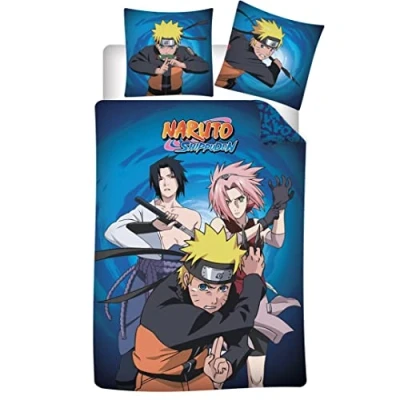 Abbildung von Aymax S.P.R.L Bettwäsche Naruto, Flanell, 100% Baumwolle, Bettbezug 140 x 200 cm + Kissenbezug 65