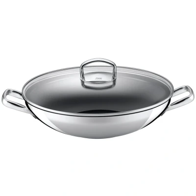 Abbildung von Silit Hongkong Wokpfanne Induktion 36 cm, mit Glasdeckel, Wok Edelstahl beschichtet, Keramikbeschichtung,