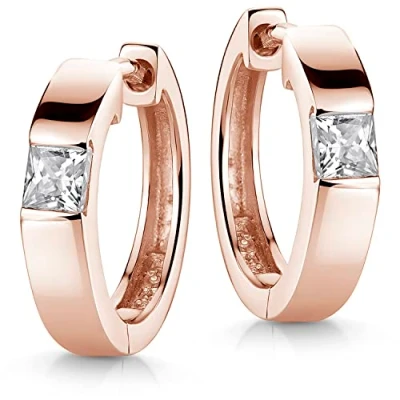 Abbildung von Materia Rosegold Ohrringe Damen Creolen 925 Silber Zirkonia vergoldet SO 432 Rose