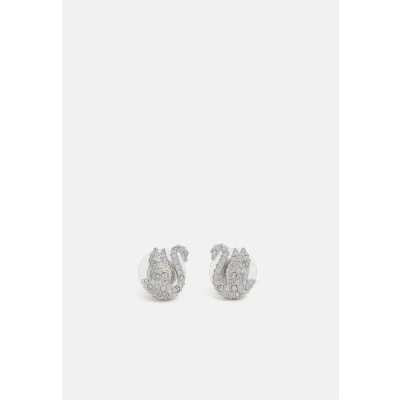 Abbildung von Swarovski Iconic SWAN Ohrringe silvercoloured, Damen, Größe: One Size, Silver coloured