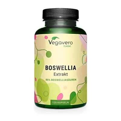 Abbildung von Weihrauchkapseln hochdosiert Premium Extrakt (15:1) 9.450 mg 85% Terpene 100% Indischer Boswellia Serrata Laborgeprüft Vegan ohne Zusatzstoffe Deutsche Produktion Vegavero®