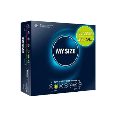 Abbildung von MY.SIZE Classic Kondome Größe 2 I 49 mm Breite 36 Stück Großpackung Premium extra dünn gefühlsecht hauchzart dünne 0,07 Wandstärke vegan Condoms for men
