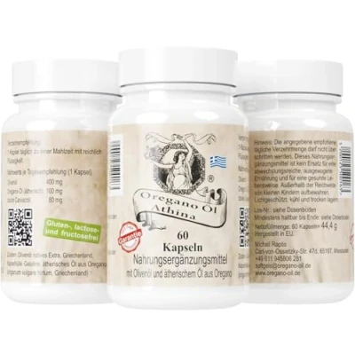 Abbildung von Athina® Oregano Öl 3 x 60 Kapseln I Softgels Forte 500 mg 100 pro Kapsel &amp; 400 natives Olivenöl Extra aus Griechenland 80% Carvacrol Reine natürliche Zutaten