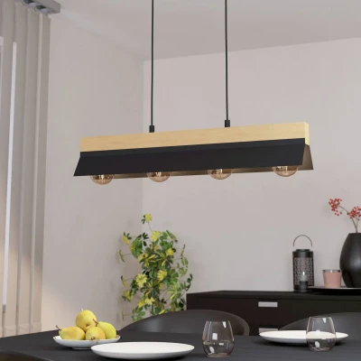 Abbildung von EGLO Hängeleuchte »TARRAFO«, Leuchtmittel E27 wechselbar ohne Leuchtmittel, in schwarz und braun aus Stahl, Holz exkl. 40W