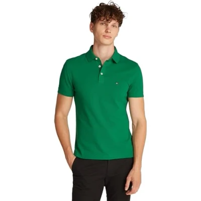 Abbildung von Tommy Hilfiger Herren Poloshirt Kurzarm 1985 Slim Fit, Grün (Nouveau Green), 3XL