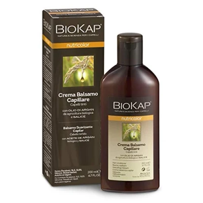 Abbildung von BIOKAP Nutricolor Premium Balsam Conditioner 200ml für coloriertes Haar Pflanzliche Wirkstoffe Bio Arganöl Weidenextrakt Rosmarin Eukalyptus VEGAN
