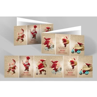 Abbildung von Edition Colibri 10 Panoramakarten, Weihnachtskarten mit Umschlag Set: Lustige Weihnachtsmänner inkl. Umschlag, Weihnachtskarte Set, Klappkarten Umschlägen, Merry Christmas (11146)