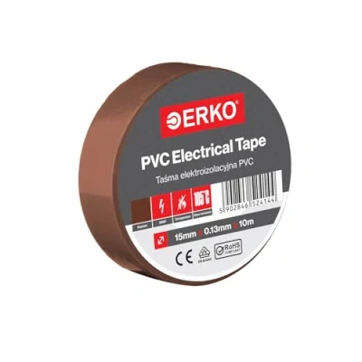 Abbildung von ERKO Isolierband Braun 15mm x 10m PVC Elektrische Leitungen Reparatur, Superflexibel, Extrastarke Haftung, Chemikalienresistent, Universal