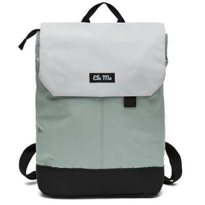 Abbildung von Ela Mo Rucksack Damen Daypack schön u. durchdacht Laptop Rucksäcke für Frauen Anti Diebstahl Tasche Schule, Uni, Business (Mintgrey)