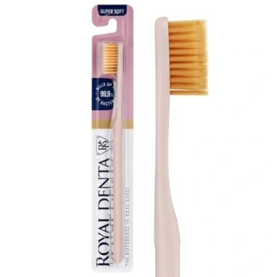 Abbildung von Royal Denta Gold Super Soft Zahnbürste, Extra Weiche für empfindliche Zähne und Zahnfleisch, Dual Length Borsten die Interdentalreinigung, Goldpartikel zur Vermeidung von Bakterien, Korallenrot