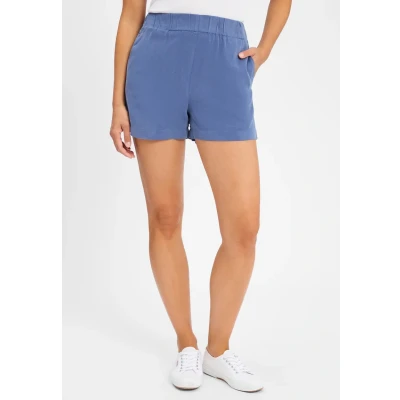 Abbildung von Marc O&#039;Polo Denim Damen Shorts mit elastischem Bund kurz, Blau (Cerulean Blue), S
