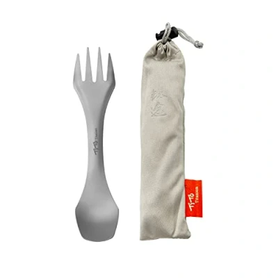 Abbildung von EINWEG Tito Titan sprok Camping Göffel in Gabel Löffel Messer cmobo Wandern Picknick Geschirr, Bronze
