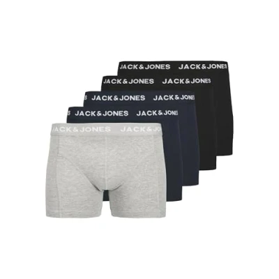 Abbildung von Jack &amp; Jones Jacanthony Trunks 5 PACK Panties, Herren, Größe: Large, Navy blazer/navy blazer/black/black/light grey