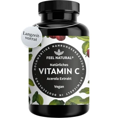 Abbildung von Acerola Kapseln Natürliches Vitamin C hochdosiert 180 vegane im 6 Monatsvorrat Ohne unerwünschte Zusätze Laborgeprüft, vegan und in Deutschland produziert