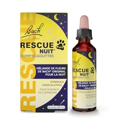 Abbildung von RESCUE Pets Night Tropfenzähler, 20 ml, für Haustiere, ideal Reisen, Tierarztbesuch, Fellpflege, Lärm, Einsamkeit, ohne Alkohol, natürlich und vegan