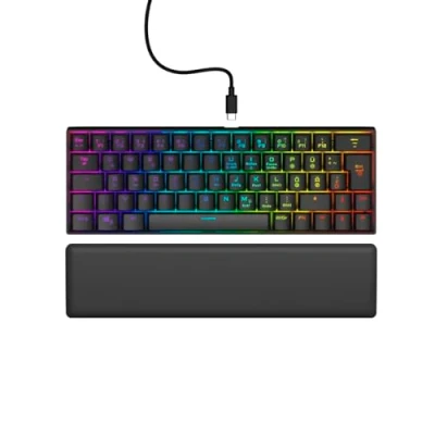 Abbildung von uRage Gaming Keyboard Exodus 760 Mechanical Mini, mit Abnehmbarer Handballenauflage, Full RGB Beleuchtung, Software, kompaktes Format, Outemu Red Switches, QWERTZ Layout, in schwarz