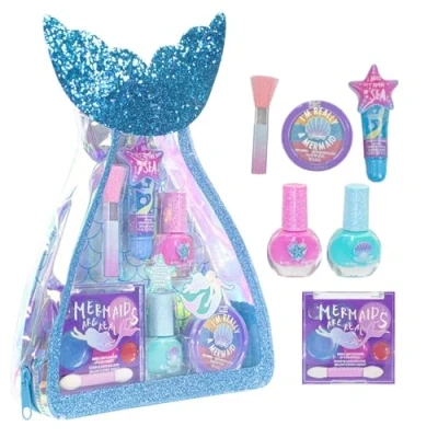 Abbildung von Townley Girl Mermaid Kinderschminke Set Mädchen Schminkset enthält Lipgloss, Nagellack und mehr Geburtstagsgeschenk für Kinder ab 3 Jahren