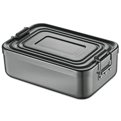 Abbildung von Küchenprofi Lunchbox aus Aluminium für Erwachsene und Kinder Brotdose mit Fächern, verstellbar Silikondichtung 23 x 15 7 cm anthrazit