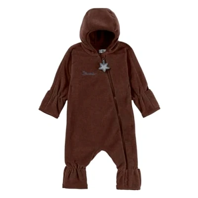 Abbildung von Sterntaler Baby Overall Fleece Unisex Jumpsuit aus Microfleece Stickerei, Reißverschluss, sowie Hand und Fußstulpen dunkelbraun, 56