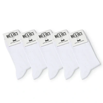 Abbildung von 5 Paar Socken von Mat &amp; Vic&#039;s für Sie und Ihn Cotton classic Socks, gekämmte Baumwolle, ohne drückende Naht, Komfortbund, OEKO TEX Standard 100, Weiß, 35 38