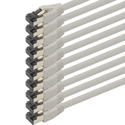 Abbildung von 0,25m Cat 8 Netzwerkkabel CAT8 Kabel Grau 10 Stück Cat.8 Lan 2000 Mhz 40 Gbit s 40GBase T Poe+ Patchkabel Ethernetkabel LSZH x 0,25 Meter