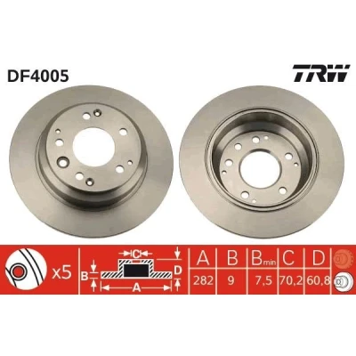 Abbildung von TRW DF4005 Bremsscheibe 282 9 5 114 voll lackiert