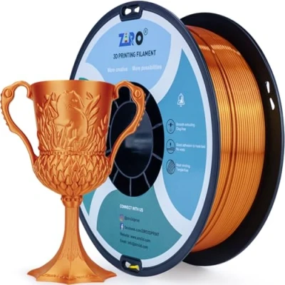 Abbildung von ZIRO Seide PLA 1.75mm Filament, 3D Drucker Filament der Serie 1kg, Durchmessertoleranz bei +/ 0.03mm, Rotes Kupfer