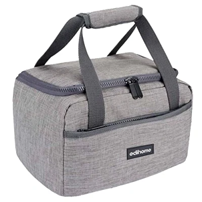 Abbildung von edihome, Kühltasche Klein, Lunchbag, Kühltasche, Faltbar, 8L, Thermo Lunchbox, Isolierte, für Mittagessen, Arbeit, Camping oder Reise, Tragbar (Grau)