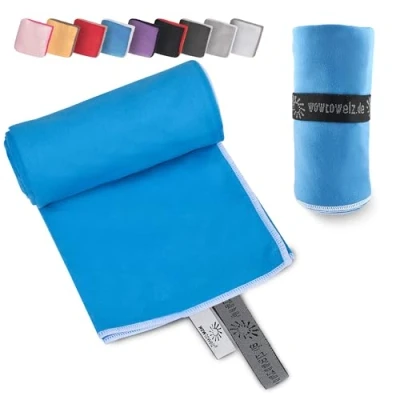 Abbildung von Wowtowelz kompaktes Mikrofaser Handtuch, Reisehandtuch, Sport Fitnesshandtuch, Strand Badetuch, leicht u. schnelltrocknend, (Blau, 180 x 110 cm)