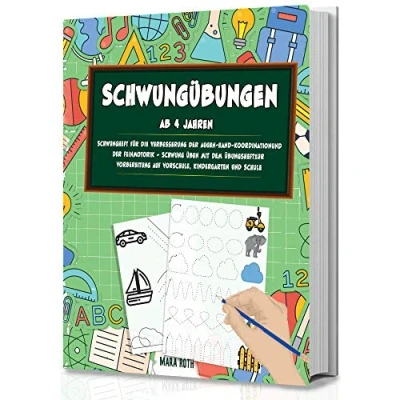 Abbildung von Schwungübungen ab 4 Jahren Schwungheft für die Verbesserung der Augen Hand Koordination und Feinmotorik Schwung üben mit dem Übungsheft zur Vorbereitung auf Vorschule, Kindergarten Schule