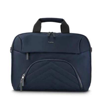 Abbildung von Hama Laptoptasche für 13,3 14,1 Zoll (leichte Businesstasche als Umhängetasche oder Tragetasche, Notebooktasche mit zwei Vordertaschen und Organizer, Innenfach, Tabletfach, gepolstert) dunkelblau