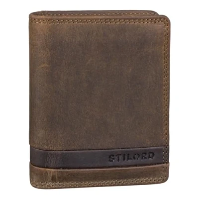 Abbildung von STILORD &#039;Sander&#039; Mini Geldbörse Herren Leder Portemonnaie RFID Schutz Kleine Brieftasche mit Münzfach Vintage Geldbeutel Slim aus echtem Leder, Farbe:mittel braun