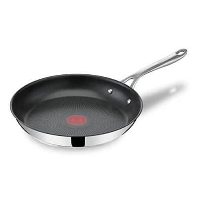 Abbildung von Tefal Jamie Oliver Cook&#039;s Direct On Bratpfanne 28 cm, Antihaft, Induktionstauglich, Backofenfest, Edelstahl, Genieteter Griff, E3040644