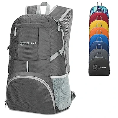 Abbildung von ZOMAKE 35L Leicht Faltbarer Rucksack Packbare Backpacks,Kleiner Faltbar Rucksäcke Wanderrucksack Wasserdicht für Damen Herren Outdoor Wandern(Dunkelgrau A)