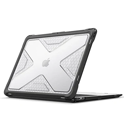 Abbildung von Fintie Hülle kompatibel mit MacBook Air 13 (2018 2020 Version) A2337(M1)/A2179/A1932, Ganzkörper Rugged Hybrid Schutzhülle TPU Stoßstange Case 13&quot; Retina, Transparent