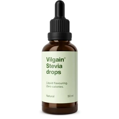 Abbildung von Vilgain Stevia Drops Natürlicher kalorienfreier Süßstoff, 5 Geschmacksrichtungen, ideal für Getränke, Backen &amp; Diabetiker, ohne Zucker, hitzebeständig, vegan ergiebig (50ml, Natural)