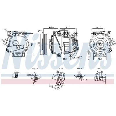 Abbildung von NISSENS 890896 Kompressor DVE12 12 PAG 46 R 134a KIA: RIO 3