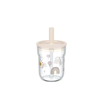 Abbildung von Mepal Kinder Trinkglas mit Strohhalm Mio Flexibler Deckel insektensicherem Geeignet für alle Arten von Flüssigkeiten Verschüttet nicht 250 ml Sunshine &amp; Rainbow