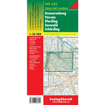 Abbildung von WK 432 Donauradweg Passau bis Eferding Sauwald Schärding, Wanderkarte 1:50.000