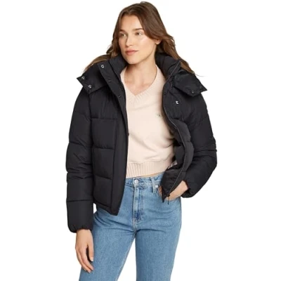 Abbildung von Calvin Klein Jeans Monologo Puffer Winterjacke, Damen, Größe: XXL, Black