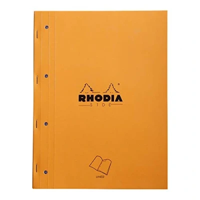 Abbildung von Rhodia 118014C Notizblock (geheftet mit starkem Rücken aus Karton, 22,3 x 29,7 cm, liniert, 40 Blatt, mikroperforiert, 4 fach gelocht) 1 Stück, orange