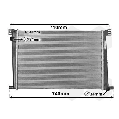 Abbildung von VAN WEZEL 06002356 Kühler, Motorkühlung Aluminium 600 415 16 Kühlrippen gelötet MINI: Hatchback, Convertible