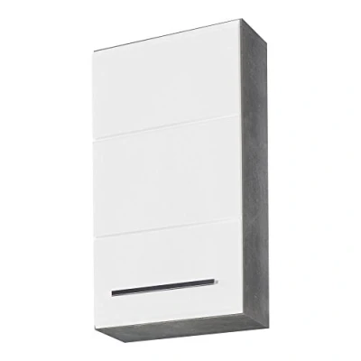 Abbildung von trendteam smart living Hängeschrank Wandschrank Badezimmer Nano Aufbaumaß (BxHxT) 32 x 61 21 cm Farbe Beton Stone mit Weiß Hochglanz 184650135