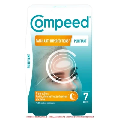 Abbildung von Compeed Reiniger Anti Make up Patches* Hydrokolloide ideal für den Einsatz in der Nacht Bereiche mit großen Unvollkommenheiten 7 Patches 6,8 x 4,2 cm Mitesser und kleine Pickel