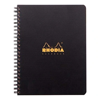 Abbildung von Rhodia 119911C Notizbuch (mit Doppelspiralbindung, DIN A5, 14,8 x 21 cm, liniert mit Rand, 90 g, 80 Blatt) 1 Stück schwarz