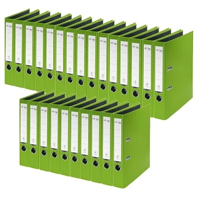 Abbildung von VON Leitz Ordner A4, 25er Pack, Karton mit Kunststoffeinband, 50 mm Rückenbreite, Für 350 Blatt, Blauer Engel &amp; FSC zertifiziert, Schule, Studium Zuhause, Grün, 10560055