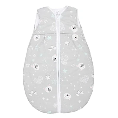 Abbildung von TupTam Baby Ganzjahresschlafsack 2.5 TOG, OEKO TEX zertifiziert, wattiert, Unisex, atmungsaktiv, Farbe: Bärchen Sterne/Grau, Größe: 92 98