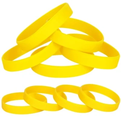 Abbildung von LVNRIDS 25 Stück Silikon elastische Armbänder, anpassbare Gummiarmbänder Armbänder für Jungen Mädchen Damen Herren Gelb